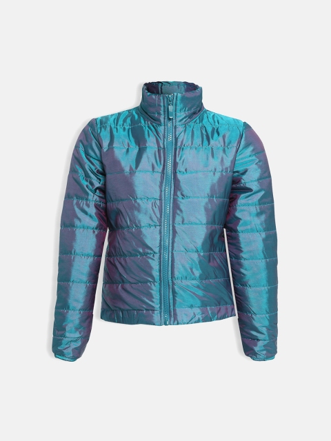 Oxolloxo Girls Blue Printed Puffer Jacket