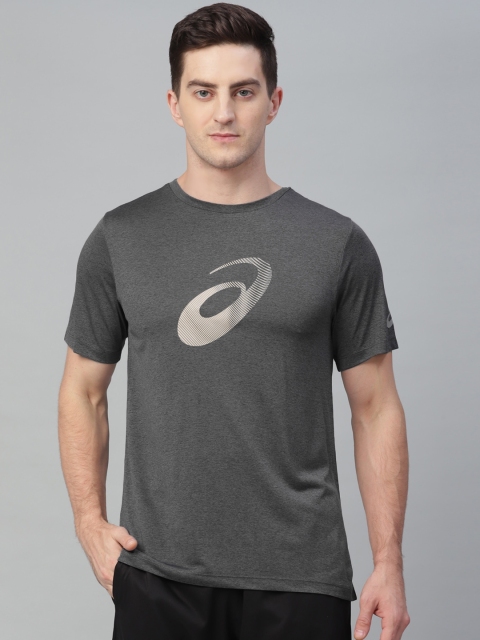 ASICS Men Grey Printed Round Neck T-shirt