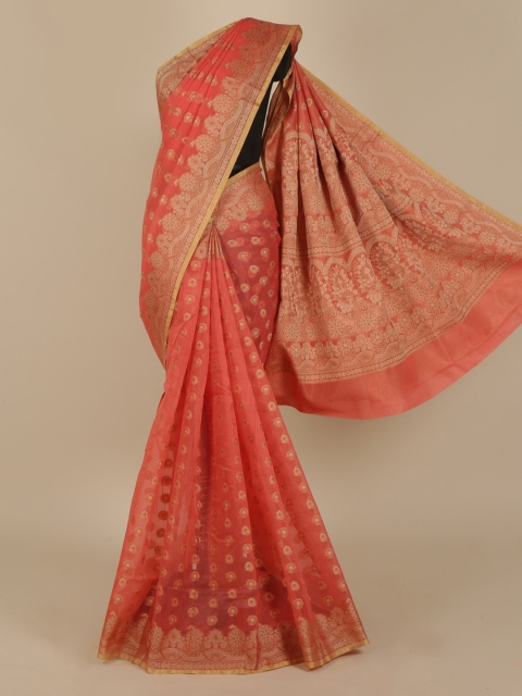 Pothys Peach-Coloured Woven Design Cotton Blend Saree
