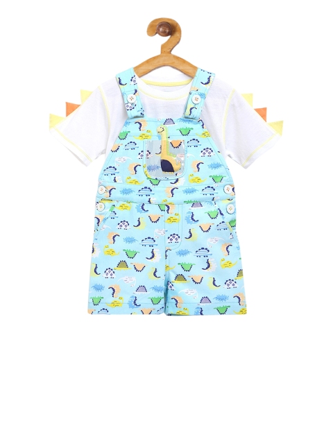 Nauti Nati Boys Blue & White Dungarees with T-Shirt