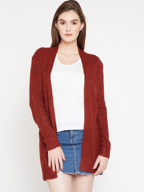 Carlton London Women Brown Solid Open Front Shrug
