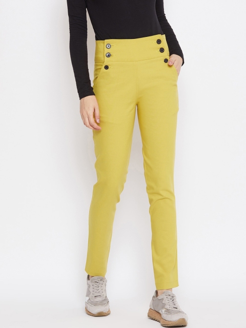 Rider Republic Women Yellow Slim Fit Solid Regular Trousers