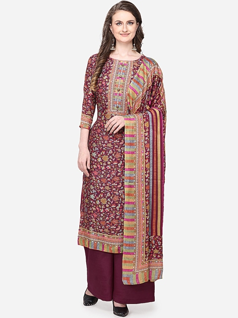 Stylee LIFESTYLE Purple Silk Blend Unstitched Dress Material
