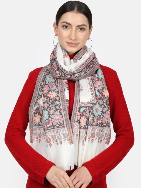 Monte Carlo White & Blue Floral Printed Stole
