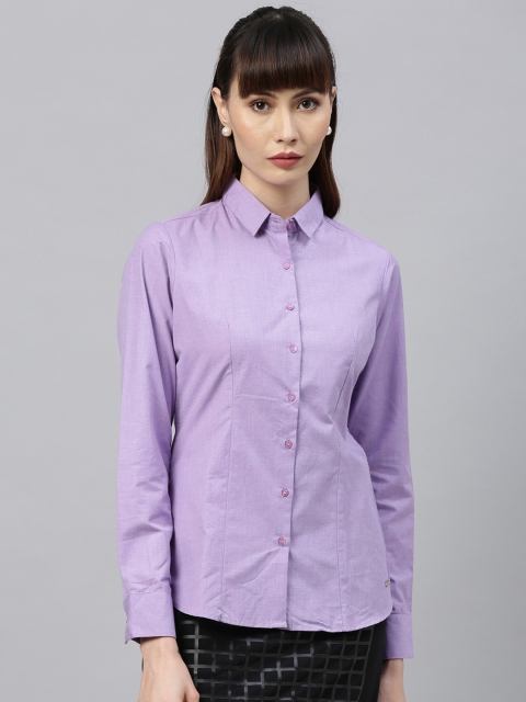 Park Avenue Woman Purple Regular Fit Solid Casual Shirt