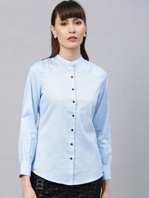 Park Avenue Woman Blue Regular Fit Printed Casual Shirt