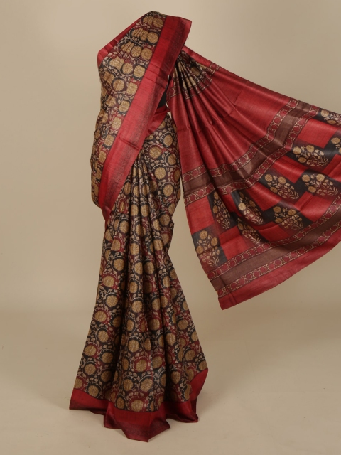 Pothys Maroon Woven Design Jute Silk Saree