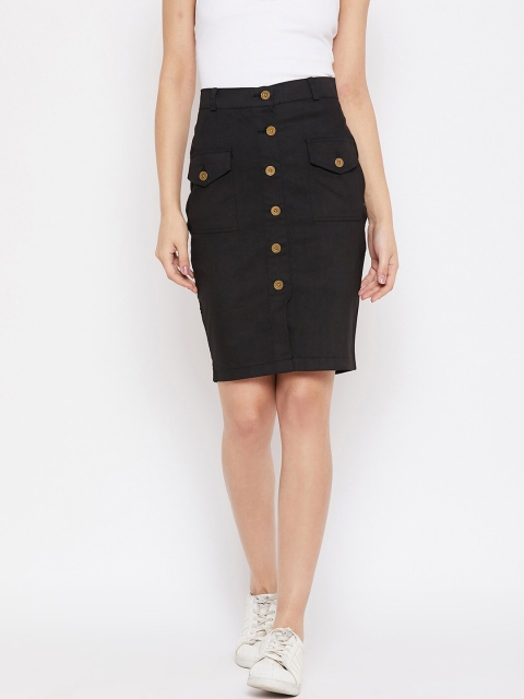 Rider Republic Black Solid Pencil Skirt