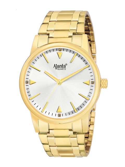 Ajanta Men Gold-Toned & White Analogue Watch Ajanta_AWC037MSG/2/SLG/G