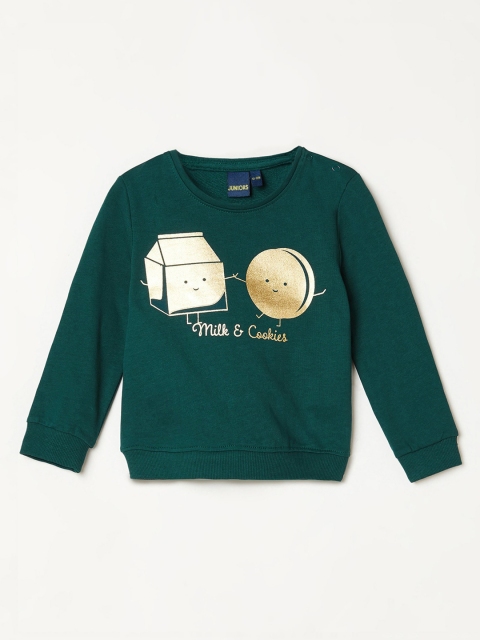 Juniors by Lifestyle Girls Green Printed Sweatshirt