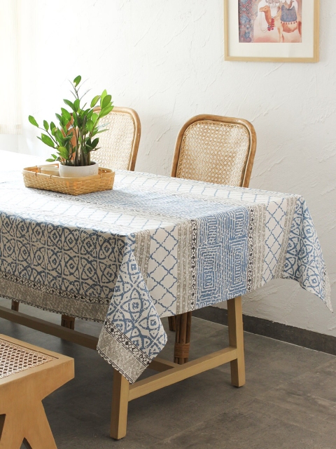 House This Blue Printed Rectangular Table Cover