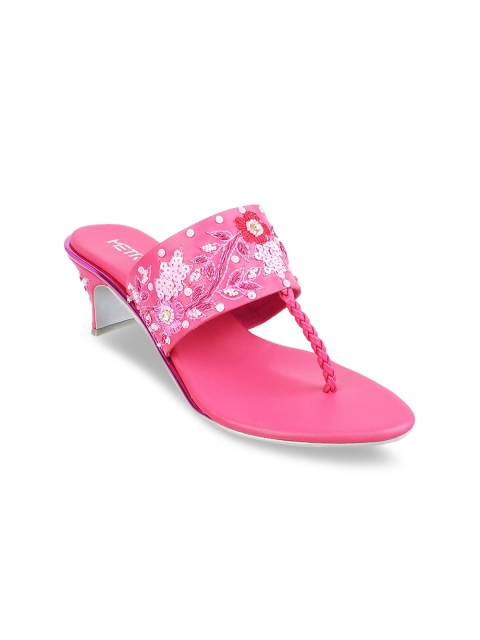 Metro Women Pink Embellished Block Heels