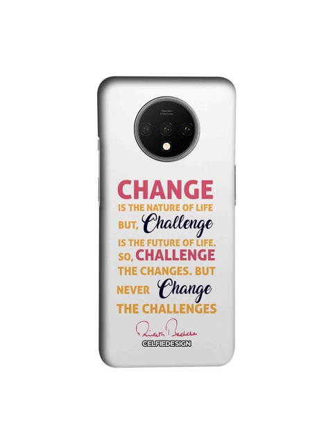 CelfieDesign White & Yellow Challenge AB Quotes Quirky OnePlus 7T Mobile Back Cover