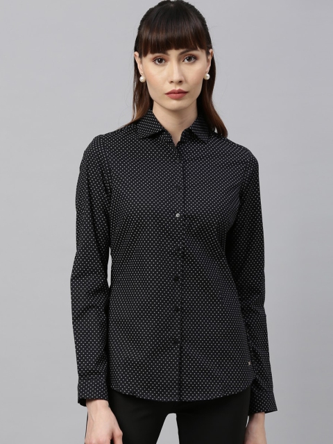 Park Avenue Woman Women Black & Off-White Regular Fit Printed Casual Shirt