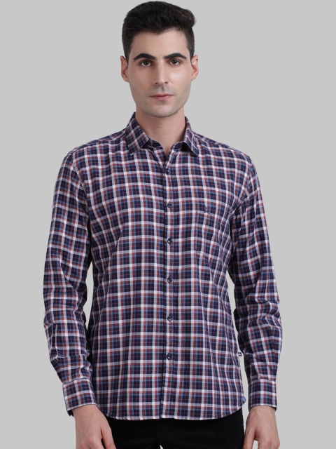 Parx Men Red Slim Fit Checked Casual Shirt