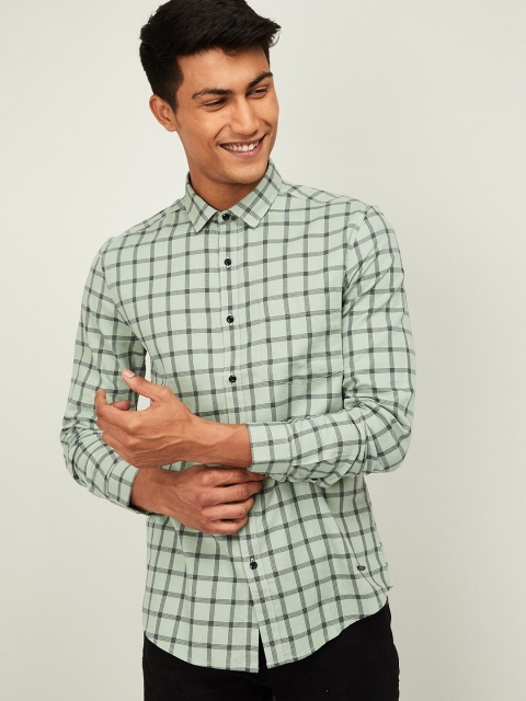 Bossini Men Green Regular Fit Checked Casual Shirt