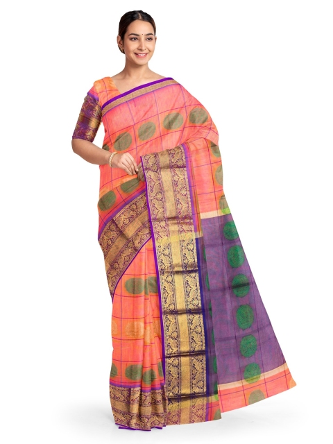 KLM Fashion Mall Pink Woven Design Saree