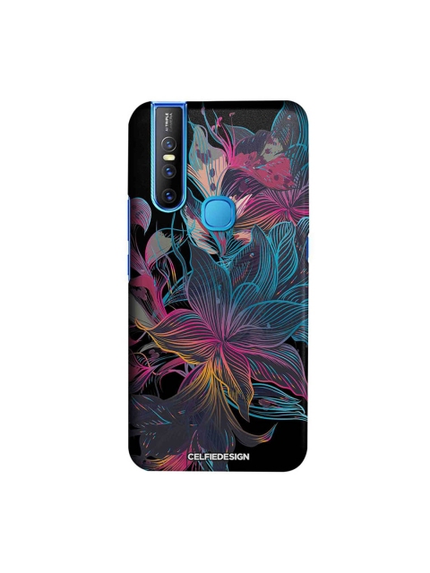 CelfieDesign Multicoloured Floral Printed Vivo V15 Mobile Back Cover, Black
