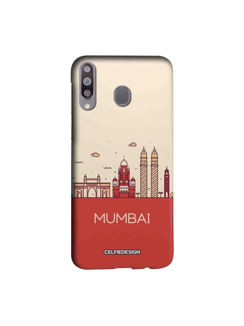CelfieDesign Black & Orange Mumbai Skyline Samsung Galaxy M30 Back Case, Pink