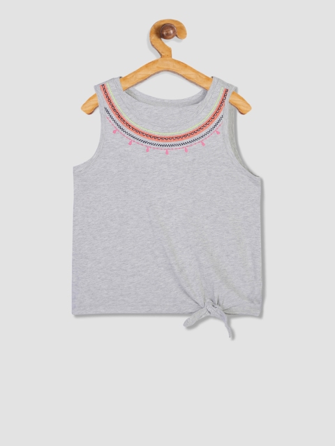 GAP Girls Grey Embroidered Tie Tank Top