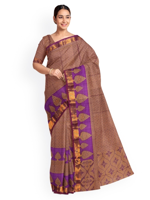 KLM Fashion Mall Violet Striped Saree