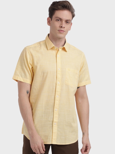 ColorPlus Men Yellow Solid Casual Shirt