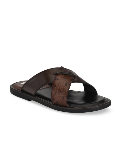 BUCIK Men Brown & Black Colourblocked Comfort Sandals