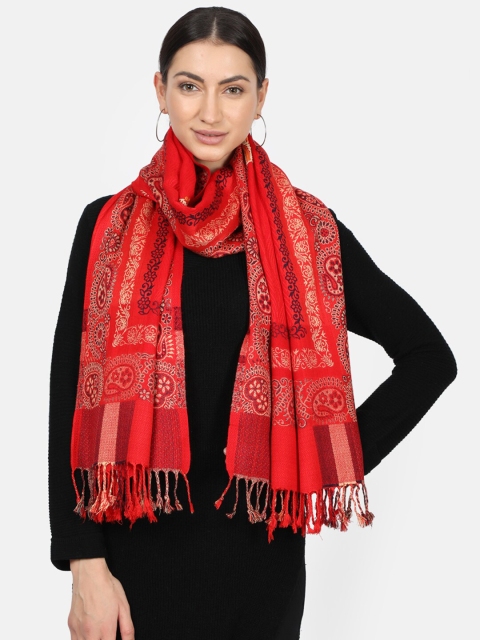 Monte Carlo Women Red & Black Woven Design Stole