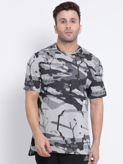 New Balance Men Grey Printed Round Neck T-shirt