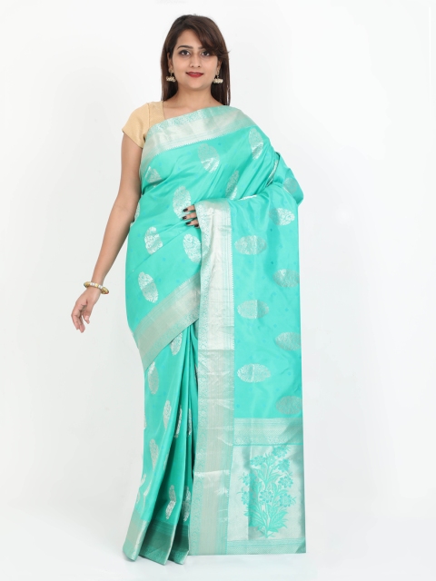 SABOO COLLECTIONS Green Pure Silk Woven Design Dharmavaram Saree
