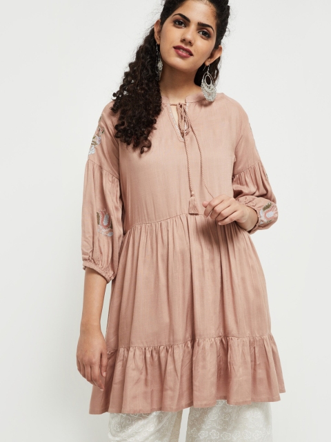 max Women Pink Solid Tunic