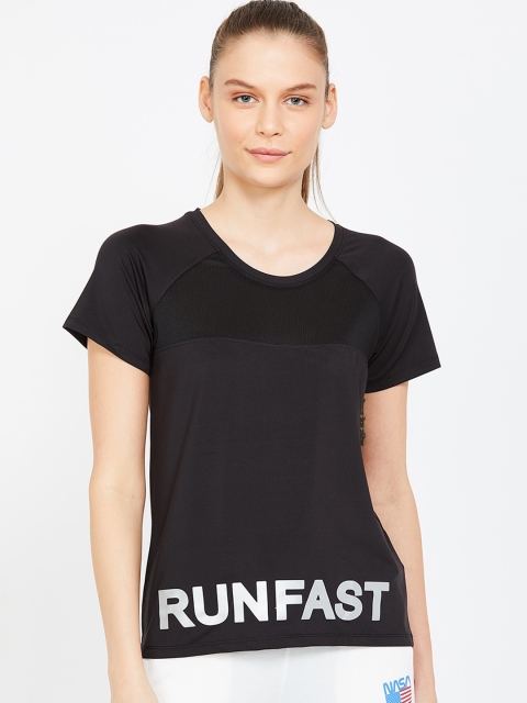 Kappa Women Black Printed Round Neck T-shirt