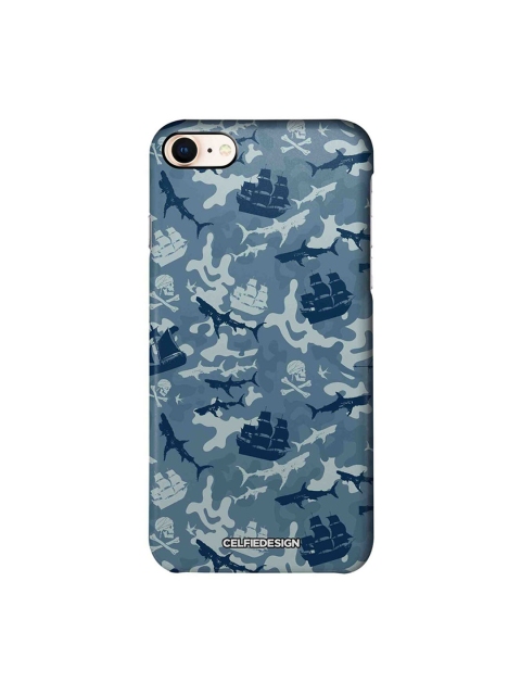 CelfieDesign Grey & Blue Pirate Pattern iPhone 8 Sustainable Case