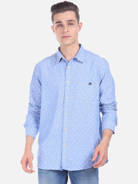 Aeropostale Men Blue & White Regular Fit Printed Casual Shirt