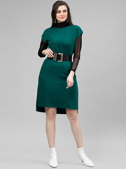 KASSUALLY Women Green Solid Sweater Dress 
KASSUALLY Women Green Solid Sweater Dress