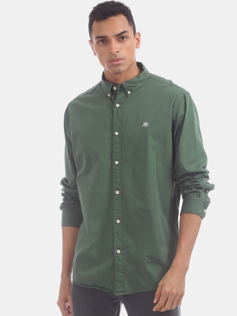 Aeropostale Men Green Solid Casual Shirt