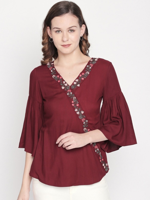 Mesmerize Women Maroon Solid Top