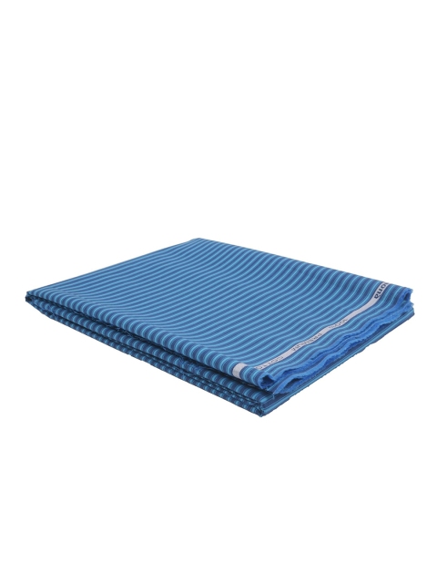 Raymond Men Blue Striped Unstitched Shirt Fabric With Gift Packing Box