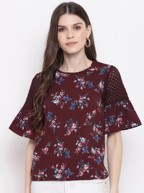Mayra Women Maroon Printed Top