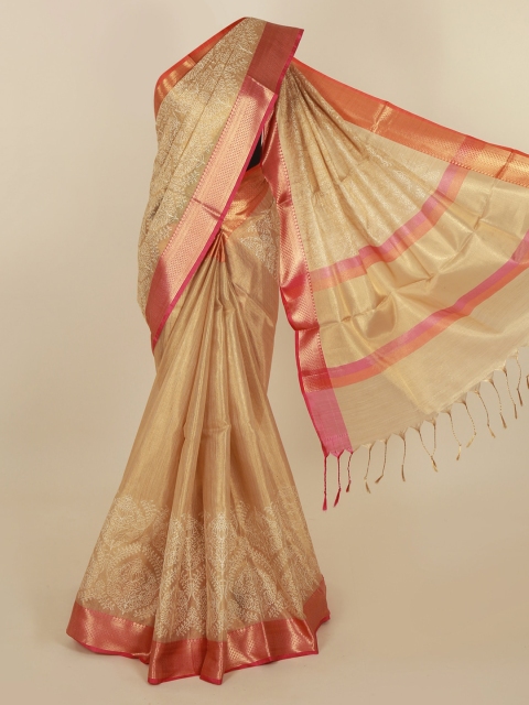 Pothys Gold-Toned Solid Saree