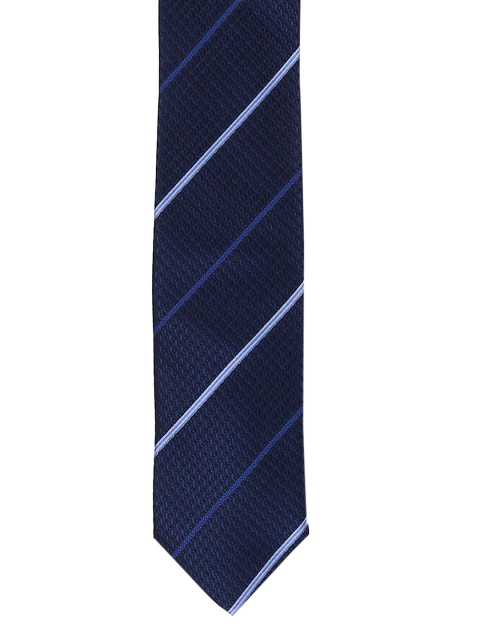 Arrow Men Navy Blue Striped Broad Tie
