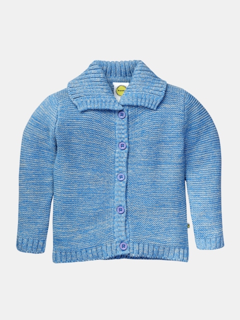 Pranava Boys Blue Solid Organic Cotton Cardigan