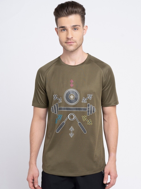 Cultsport Men Olive Green Printed Round Neck T-shirt