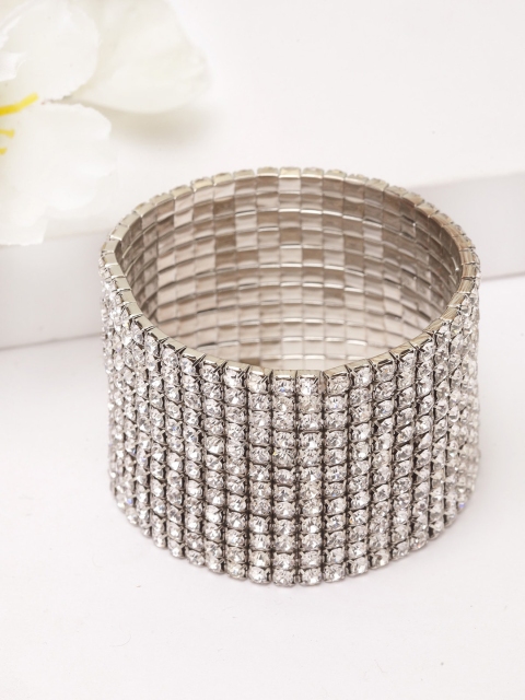 AVANT-GARDE PARIS Rhodium-Plated Silver-Toned & White Crystal-Studded Elasticated Bracelet
AVANT-GARDE PARIS Rhodium-Plated Silver-Toned & White Crystal-Studded Elasticated Bracelet