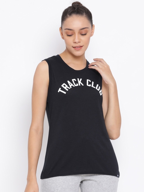 New Balance Women Black Printed Round Neck Sleeveless T-shirt