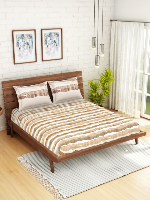 SPACES Brown & Beige Printed 144 TC Cotton Double Queen Bedsheet With 2 Pillow Covers
SPACES Brown & Beige Printed 144 TC Cotton Double Queen Bedsheet With 2 Pillow Covers