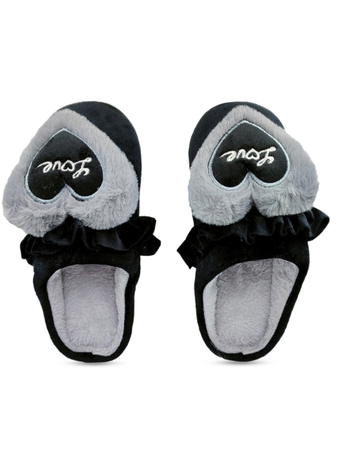 Pampy Angel Women Black & Grey Patterned Room Slippers