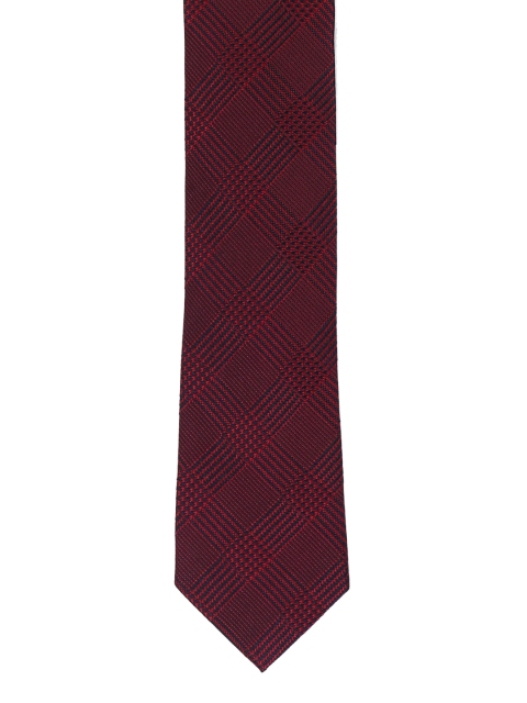 Arrow Men Red & Black Woven Design Broad Tie