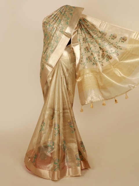 Pothys Gold-Toned Woven Design Saree