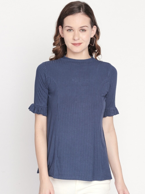Mesmerize Women Blue Solid Top